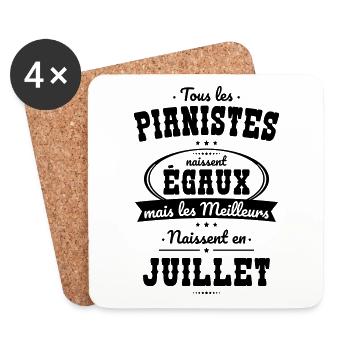 Pianistes égaux meilleurs naissent en Juillet - Dessous de verre (lot de 4) - blanc - Devant