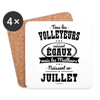 Volleyeurs égaux meilleurs naissent en Juillet - Dessous de verre (lot de 4) - blanc - Devant