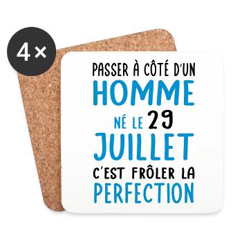 Anniversaire - Né le 29 Juillet Frôler perfection - Dessous de verre (lot de 4) - blanc - Devant