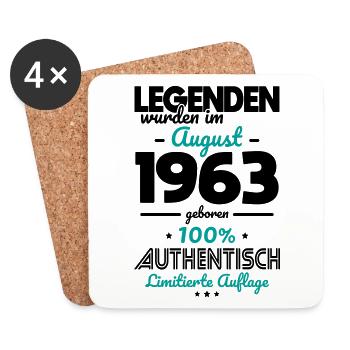 60. Geburtstag - Legenden wurden im August 1963 - Untersetzer (4er-Set) - Weiß - Vorne