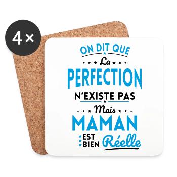 La Perfection n'existe pas Mais Maman est Réelle - Dessous de verre (lot de 4) - blanc - Devant