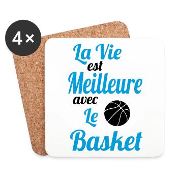 La vie est meilleure avec le basket - Idée Cadeau - Dessous de verre (lot de 4) - blanc - Devant