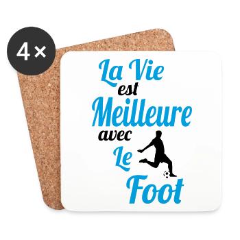 La vie est meilleure avec le Foot - Idée Cadeau - Dessous de verre (lot de 4) - blanc - Devant
