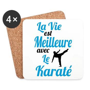 La vie est meilleure avec le Karaté - Idée Cadeau - Dessous de verre (lot de 4) - blanc - Devant