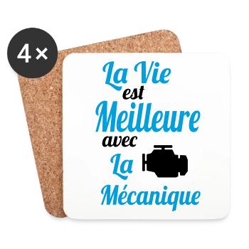 La vie est meilleure avec la Mécanique - Cadeau - Dessous de verre (lot de 4) - blanc - Devant
