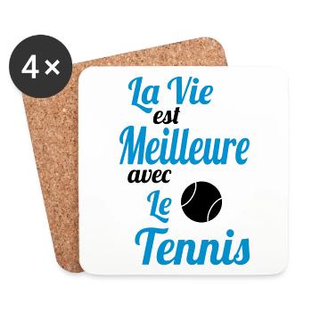 La vie est meilleure avec le Tennis - Idée Cadeau - Dessous de verre (lot de 4) - blanc - Devant