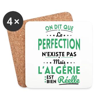 Perfection n'existe pas l'Algérie est bien Réelle - Dessous de verre (lot de 4) - blanc - Devant