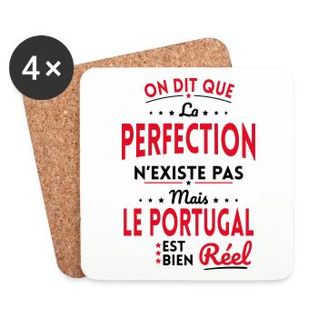 La Perfection n'existe pas le Portugal est Réel - Dessous de verre (lot de 4) - blanc - Devant