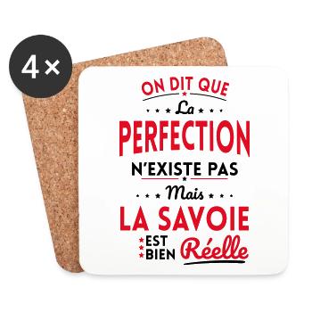 La Perfection n'existe pas la Savoie est Réelle - Dessous de verre (lot de 4) - blanc - Devant