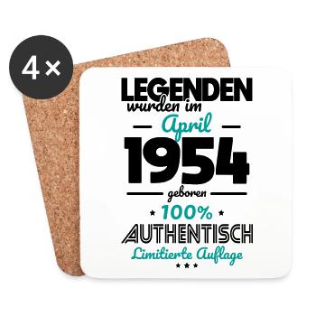 70. Geburtstag - Legenden wurden im April 1954 - Untersetzer (4er-Set) - Weiß - Vorne