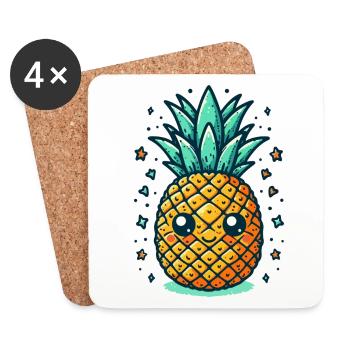 PINEAPPLE TROPICAL FRUIT FRUIT COCKTAIL PINA COLADA - Coasters (set of 4) - white - Front