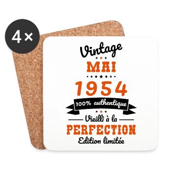 70th Anniversary - Vintage - May 1954 - Coasters (set of 4) - white - Front