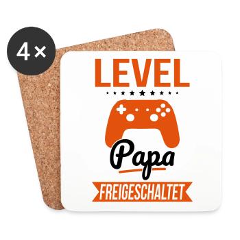 Level Dad Unlocked - Gift Idea Father's Day - Coasters (set of 4) - white - Front