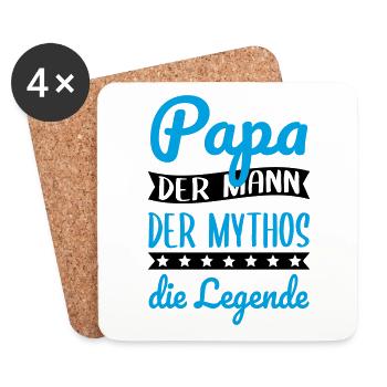 Papa L’homme Le mythe La légende - Fête des pères - Dessous de verre (lot de 4) - blanc - Devant