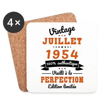 70th Anniversary - Vintage - July 1954 - Coasters (set of 4) - white - Front