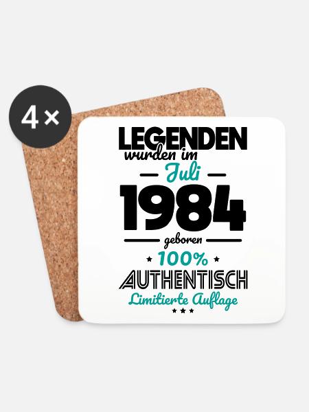 40. Geburtstag - Legenden wurden im Juli 1984 - Untersetzer (4er-Set) - Weiß