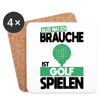 Alles was ich brauche ist Golf spielen - Untersetzer (4er-Set) - Weiß - Vorne