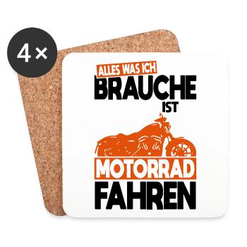 All I need is to ride a motorcycle - Coasters (set of 4) - white - Front
