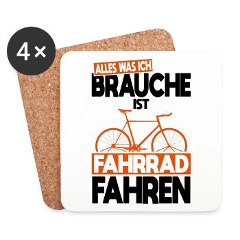Alles was ich brauche ist Fahrrad fahren - Untersetzer (4er-Set) - Weiß - Vorne