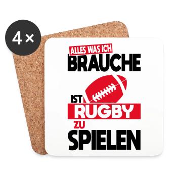 All I need is to play rugby - Coasters (set of 4) - white - Front