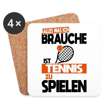 Alles was ich brauche ist Tennis zu spielen - Untersetzer (4er-Set) - Weiß - Vorne