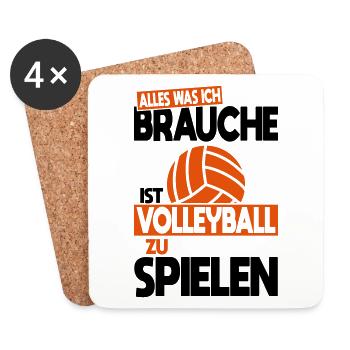 All I need is to play volleyball - Coasters (set of 4) - white - Front