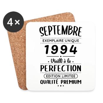 Anniversaire 30 ans - Septembre 1994 Perfection - Dessous de verre (lot de 4) - blanc - Devant
