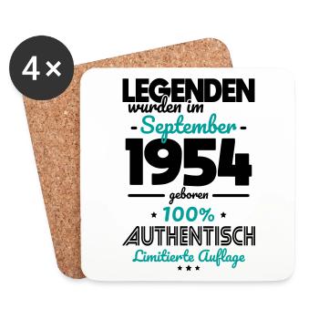 70. Geburtstag - Legenden wurden im September 1954 - Untersetzer (4er-Set) - Weiß - Vorne