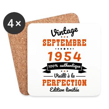 70-jähriges Jubiläum - Jahrgang - September 1954 - Untersetzer (4er-Set) - Weiß - Vorne