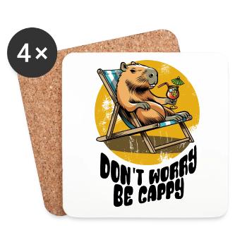 Don't worry be Cappy - Capybara - Urlaub - Untersetzer (4er-Set) - Weiß - Vorne