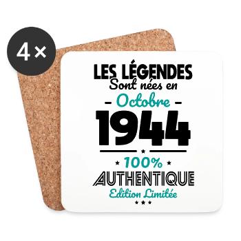 80th Anniversary - Legends born October 1944 - Coasters (set of 4) - white - Front
