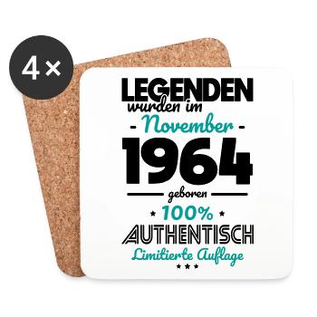 60th Birthday - Legends were made in November 1964 - Coasters (set of 4) - white - Front