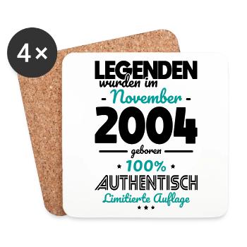 20. Geburtstag - Legenden wurden im November 2004 - Untersetzer (4er-Set) - Weiß - Vorne