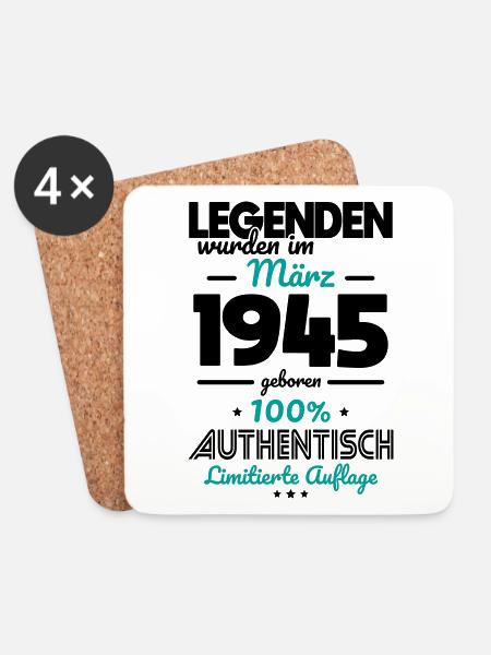 80. Geburtstag - Legenden wurden im März 1945 - Untersetzer (4er-Set) - Weiß