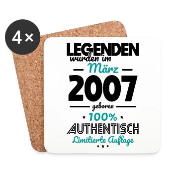 18e anniversaire - Les légendes ont été faites en mars 2007 - Dessous de verre (lot de 4) - blanc - Devant