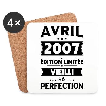 Anniversaire 18 ans - Avril 2007 Perfection - Dessous de verre (lot de 4) - blanc - Devant