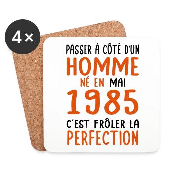 Anniversaire 40 ans - Né en Mai 1985 - Dessous de verre (lot de 4) - blanc - Devant