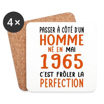 60th birthday - Born in May 1965 - Coasters (set of 4) - white - Front