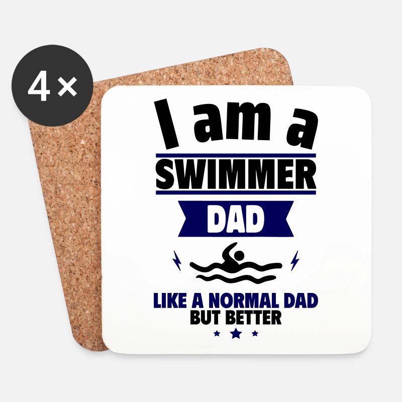 Geschenk zum Vatertag: Schwimmer Papa - Untersetzer (4er-Set) - Weiß