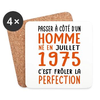 50th Birthday - Born in July 1975 - Coasters (set of 4) - white - Front