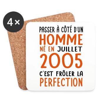 20th Birthday - Born in July 2005 - Coasters (set of 4) - white - Front