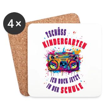 Tschüss Kindergarten -Ich rock jetzt in der Schule - Untersetzer (4er-Set) - Weiß - Vorne