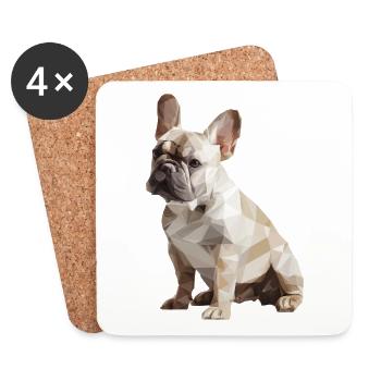 French Bulldog Low Poly Design - Coasters (set of 4) - white - Front