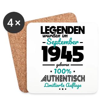 80e anniversaire - Les légendes ont été créées en septembre 1945 - Dessous de verre (lot de 4) - blanc - Devant
