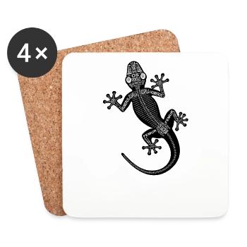 Gecko-Skelett - Untersetzer (4er-Set) - Weiß - Vorne