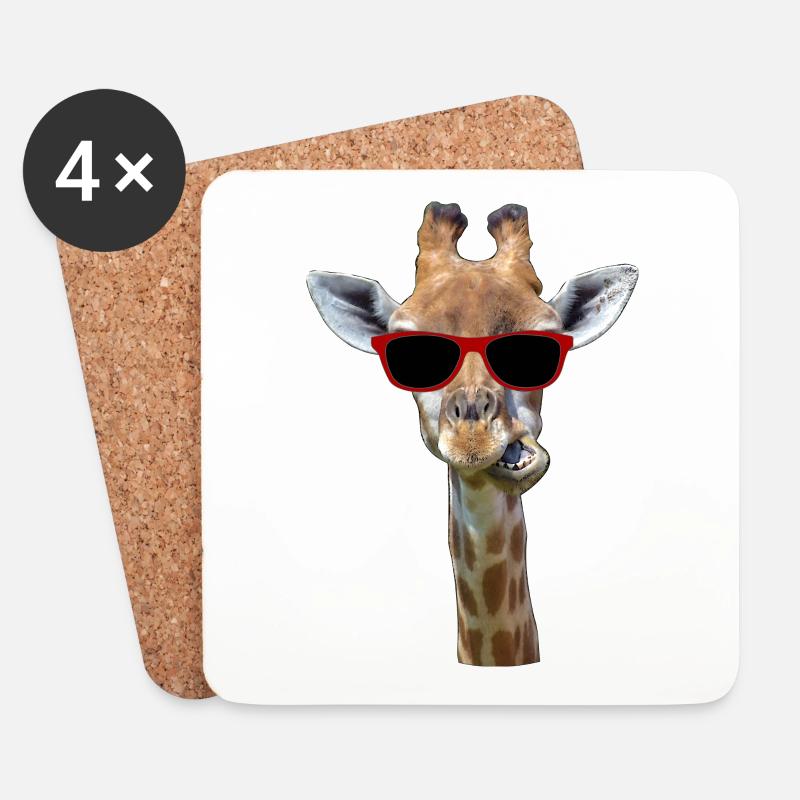 witzige, coole Giraffe mit Sonnenbrille - Untersetzer (4er-Set) - Weiß