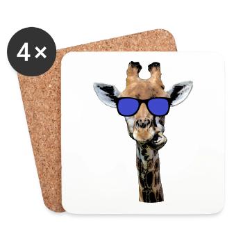 coole Giraffe mit Sonnenbrille, witziges Geschenk - Untersetzer (4er-Set) - Weiß - Vorne
