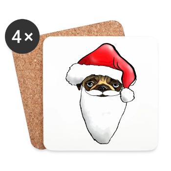 Christmas Pug - Ugly Christmas Pug - - Coasters (set of 4) - white - Front