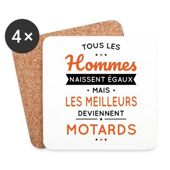 Hommes naissent égaux meilleurs deviennent motards - Dessous de verre (lot de 4) - blanc - Devant