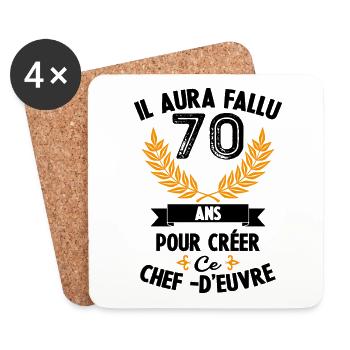 70 ans anniversaire 70 anniversaire cadeau 70 ans - Dessous de verre (lot de 4) - blanc - Devant